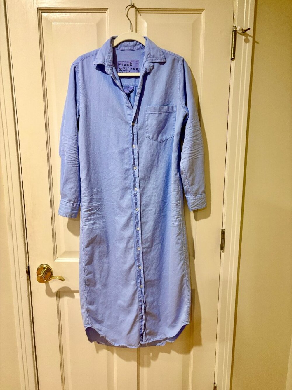 New Frank & Eileen Rory Glacier Blue Famous Denim Midi Shirt Dress XS